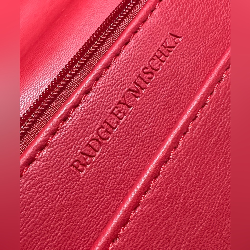 NWT Badgley Mischka Leather Crossbody Bag In Red With Black Hardware - Picture 6 of 9
